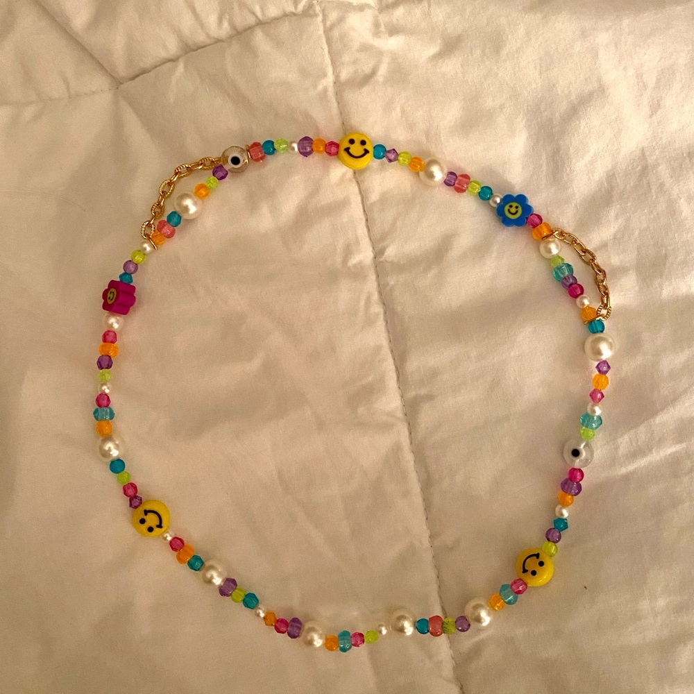 Handmade Smiley Face Pearl Necklace